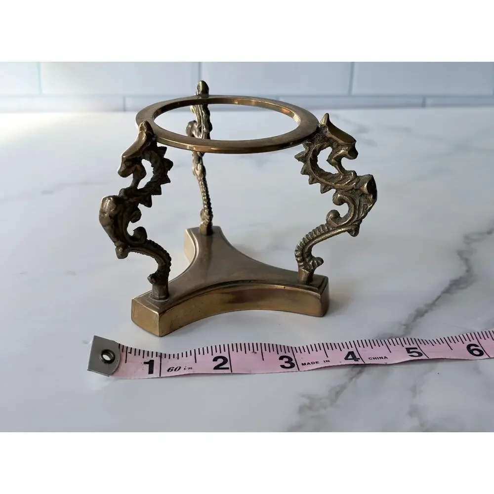 Vintage Gold Tone Dragon Sphere Stand | Metal Crystal Ball Holder